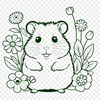 Floral Hamster Clip Art A cute cartoon hamster surrounded by flowers in a vector design.