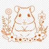 Cute Rodent Silhouette with Floral Accent An illustration of a cute hamster sitting in front of a floral background.