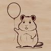 Cute Furry Friend with Party Balloon A small furry hamster standing on its hind legs, with a balloon in its hand.