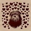 Whimsical Havanese Breed Clip Art A high-quality illustration of a friendly Havanese dog with love hearts surrounding its head.