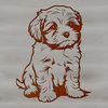 A digital illustration of a Havanese puppy in a sitting position.