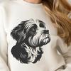 Havanese Dog Breed Portrait Vector Art Close-up depiction of a Havanese puppy's facial features and ears.