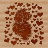 Close-up illustration of a happy Havanese dog's head with love hearts surrounding it.