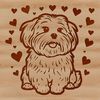 Surrounded with Love: A Sweet Sitting Breed A cute sitting dog breed with love hearts surrounding its body.