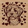 Cute Havanese Puppy Clip Art Adorable Havanesse dog breed illustration featuring heart accents around the face.