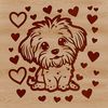 Line Art Lovelies: Seated Havanese Breed A simple line drawing of a seated Havanese dog with love hearts surrounding it.