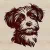Small White Dog Vector Graphic Design A digital illustration of a small, white dog with long hair, typical of the Havanese breed.