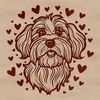 Adorable Havanese Puppy Design An SVG vector design of a cute Havanese puppy with intricate heart details, ideal for pet-related projects.
