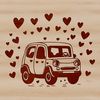 Stylized Vehicle Design with Heartfelt Touch A stylized vehicle with love hearts integrated into the design.