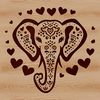 Smiling Elephant with Love Hearts Illustration A simple line illustration of a smiling elephant surrounded by love hearts, created as a vector graphic.