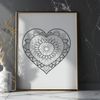 Love Mandalas in Beautiful Vector Design A intricately designed heart mandala created as a vector graphic.