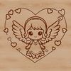 Angel silhouette vector art with a heart symbol, suitable for digital designs.