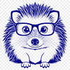 Cute Hedgehog Studying Art Supplies A hedgehog with glasses sitting on a desk surrounded by art supplies.