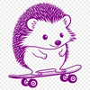 A small, spiny mammal riding on a skateboard, depicted as a digital vector illustration.