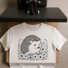 Hedgehog in Floral Bloom An illustration of a hedgehog in a floral setting