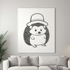 Hedgehog in Charming Headgear A digital illustration of a hedgehog wearing a hat, suitable for vector design and cutting machine projects.