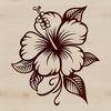 Whimsical Hibiscus Clip Art An isolated vector graphic representation of a blooming hibiscus plant, suitable for various design applications.