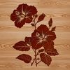 A detailed illustration of a hibiscus flower with vibrant colors and delicate petals.