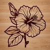 Tropical Hibiscus Blooms in Vivid Detail An isolated vector graphic representation of a tropical hibiscus plant featuring a large, detailed bloom.