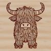 Free Vector Art Cow Design An illustration of a Highland cow with its characteristic horns.