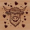 Adorable Highland Cow Vector Illustration A vector illustration of a Highland cow with love hearts on its head.