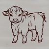Free SVG of a Beautiful Cow A single Highland Cow standing in a field with rolling hills in the background.