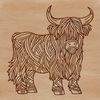Beautiful Scottish Cattle Clip Art A regal Highland Cow standing in a green field.