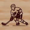 A vector illustration of a hockey player in motion, suitable for customization with various design tools.