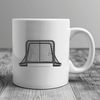 Stylized Hockey Equipment Design A stylized illustration of a hockey goal with netting and posts.