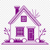 Residential Building Outline An outline drawing of a residential building with various architectural features.
