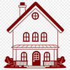 Home Decor Clip Art Design A simple 2D house illustration in vector format, suitable for various design applications.