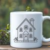 Beautiful Home Outline Design Vector illustration of a simple house with a rectangular shape and basic architectural features.