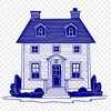 Beautiful 2D House Illustration A simple 2D illustration of a house with a rectangular shape and pitched roof.