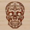 Detailed Bone Structure Design A stylized 2D illustration of a skull with detailed bone structure.