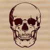 Stylized Human Skull Design A stylized illustration of a human skull with intricate details, suitable for use as a tattoo design or stencil.