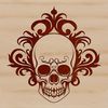 Ornate Halloween Symbol A decorative ornate skull design with intricate details suitable for tattoo designs.