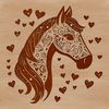 A stylized vector horse with heart symbols incorporated into its design.