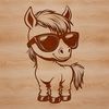 Stylized Horse Silhouette with Shades A stylized horse illustration wearing sunglasses in various digital formats including vector art.
