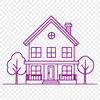 Simple Rectangular House Illustration A 2D illustration of a simple house with a rectangular shape and a sloping roof.