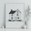 Beautiful Home Vector Graphic Design Vector illustration of a residential house with various architectural features.