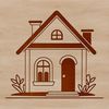 A simple outline illustration of a residential home with multiple rooms and a roof.