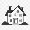 Basic House Illustration A simple 2D illustration of a residential building with a basic structure.