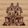 A simple illustration of a residential building with a gabled roof and two windows.