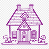 Line Drawing House Design A simple line drawing of a house with basic architectural details.