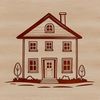 A vector graphic design of a single-family home featuring a traditional architectural style.
