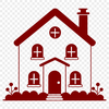 Simple Single-Family Home Illustration A simple 2D illustration of a single-family home with a rectangular shape and pitched roof.