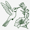 An illustration of a hummingbird surrounded by lush foliage, designed as a high-resolution SVG image.