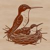 Colorful Bird Perch Illustration A colorful hummingbird perched on a branch, showcasing its iridescent feathers.