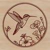 Lush Garden Bird Design A vector graphic design featuring a hummingbird surrounded by lush foliage and flowers.