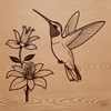 A colorful hummingbird illustration with intricate details, suitable for use in graphic design projects.